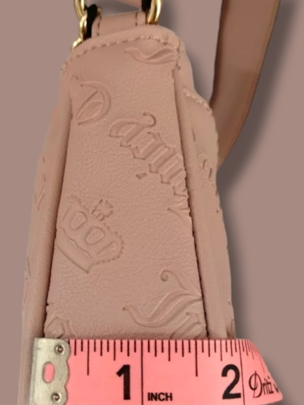 👑 Juicy Couture Pink Embossed Shoulder Bag w/Gold Charms - Picture 15 of 16
